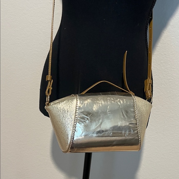 Ulla Johnson Metallic Gold Leather Mini Crossbody Bag | Made in Italy - Picture 3 of 10